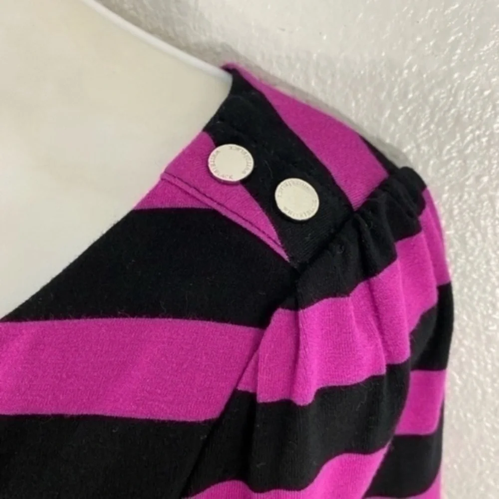 White House Black Market black white magenta stripe 3/4 sleeve dress XS AA6